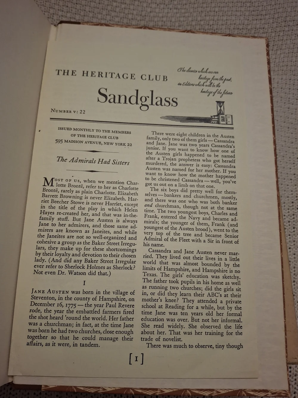 Vintage Heritage Press Sense and Sensibility Jane Austen 1957 Slipcase Sandglass